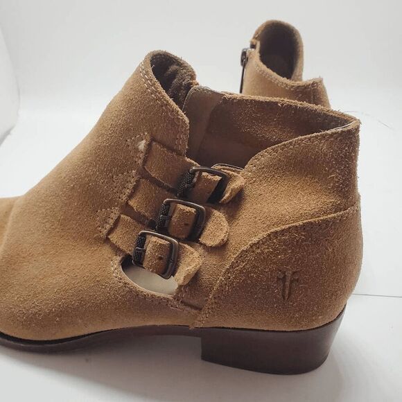 Frye Women's Ray Brown Suede Ankle Triple Buckle Booties 8M - Picture 5 of 12